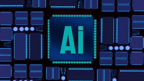 Artificial Intelligence Processor Technology 3d render. 库存照片