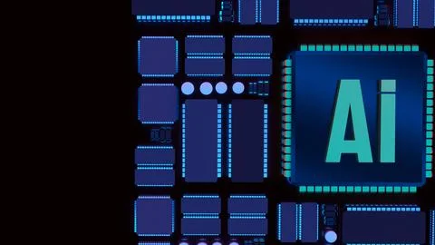 Artificial Intelligence Processor Technology 3d render. Stock Photos
