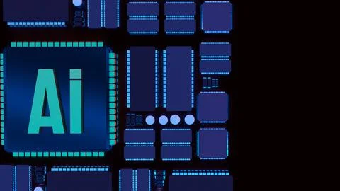 Artificial Intelligence Processor Technology 3d render. Stock Photos