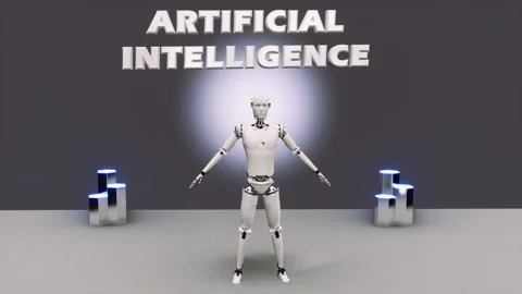 Artificial Intelligence Product Launch - Humanoid Robot Marketing Demo  Stock Footage 258868022