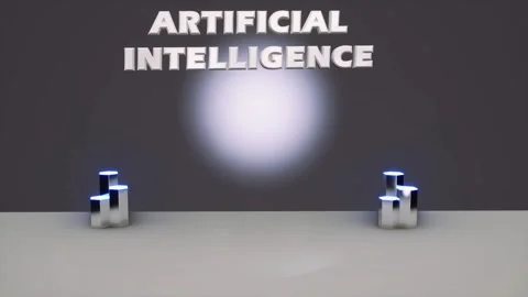 Artificial Intelligence Product Launch - Humanoid Robot Marketing Demo  Stock Footage 258900491