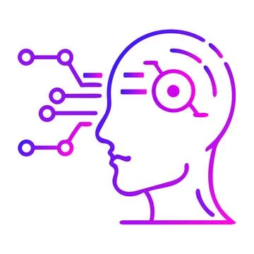 Artificial intelligence profile outline with digital network neural circuits. Stock Illustration