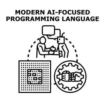 Artificial intelligence programming language concept development 스톡 일러스트