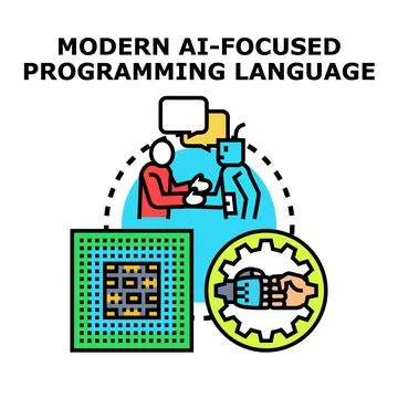 Artificial intelligence programming language concept development Stock-Illustration
