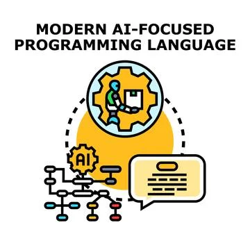 Artificial intelligence programming language development concept 库存插图