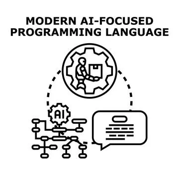 Artificial intelligence programming language development concept Stock-Illustration