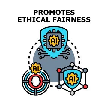 Artificial intelligence promoting ethical fairness and moral principles Stock Illustration