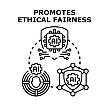 Artificial intelligence promoting ethical fairness and moral principles Stock Illustration