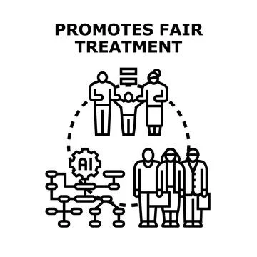 Artificial intelligence promoting fair treatment and diversity Stock Illustration
