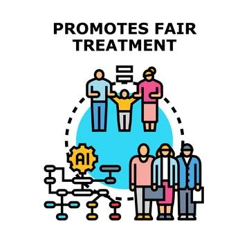 Artificial intelligence promoting fair treatment and diversity Stock Illustration