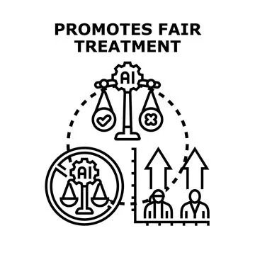 Artificial intelligence promoting fair treatment and equality concept Stock Illustration