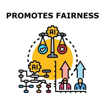 Artificial intelligence promoting fairness and ethical technology development Stock Illustration