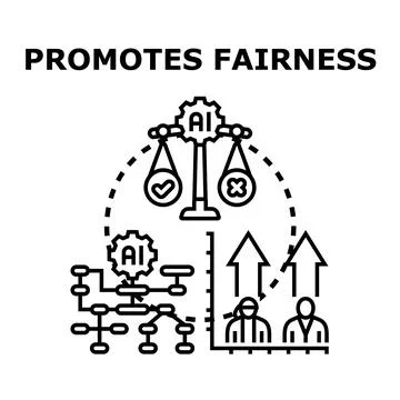 Artificial intelligence promoting fairness and ethical technology development Stock Illustration