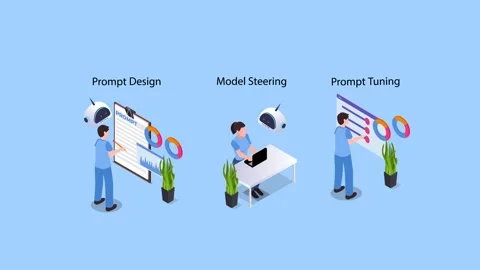 Artificial Intelligence Prompt Engineering Concepts 3d animation cartoon Stock Footage 337943194