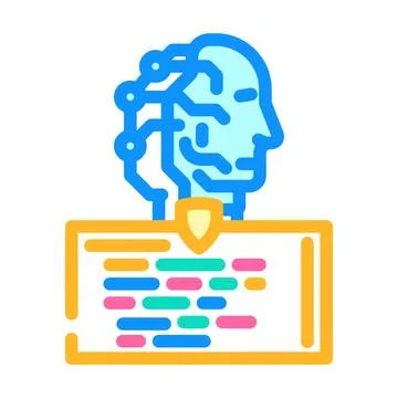 Artificial intelligence protecting data and cyber security イラスト素材