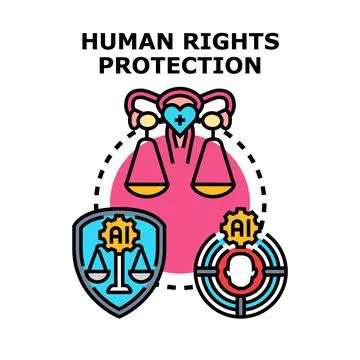 Artificial intelligence protecting human rights and justice system 스톡 일러스트
