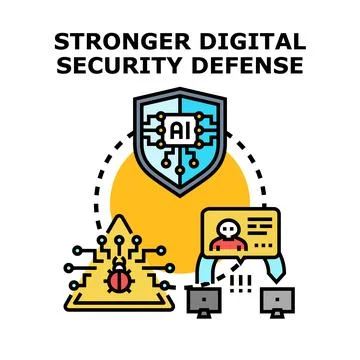 Artificial intelligence protecting personal data from cyber threats 스톡 일러스트