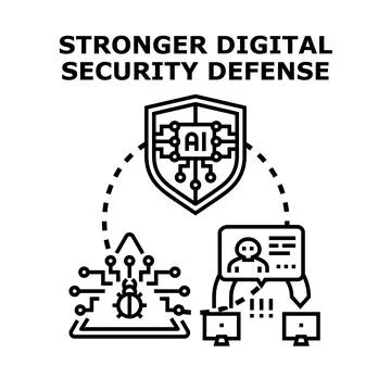 Artificial intelligence protecting personal data from cyber threats Stock Illustration