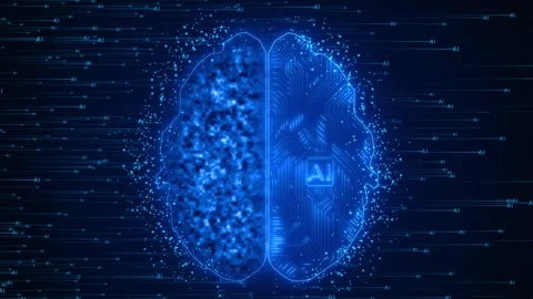 Artificial Intelligence Quantum Computer Technology digital brain bid data deep Stock Footage 247483476