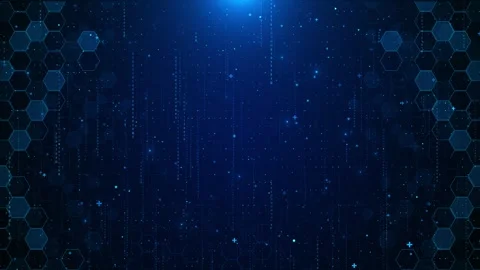 Artificial Intelligence Quantum Computer Technology Hexagon elements blinking Stock Footage 312856669