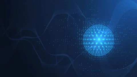 Artificial intelligence quantum computer technology concept. Quantum computing Stock Illustration