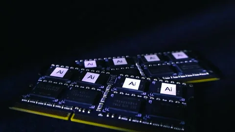 Artificial Intelligence RAM Modules on a Dark Background Stock Footage 339810778