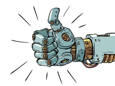 Artificial intelligence is ready to help and do cool. Symbol, thumbs up sign Stock Illustration