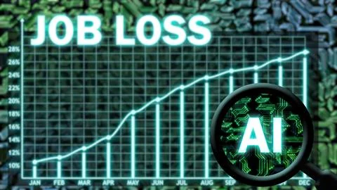 Artificial intelligence reason for job loss creative illustration Illustrazione stock