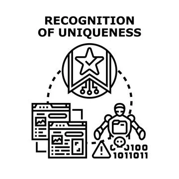 Artificial intelligence recognizing uniqueness in digital data Stock-Illustration