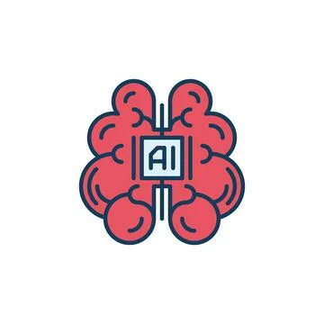 Artificial Intelligence Red Brain vector AI Mind concept colored icon Illustrazione stock