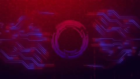 Artificial Intelligence Red circuit electric line style. Digital futuristic Stock Footage 295177690