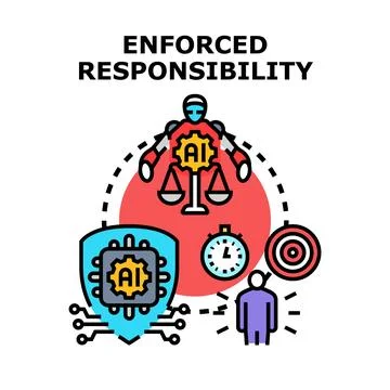 Artificial intelligence regulating human actions and responsibility Stock Illustration