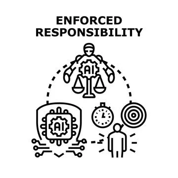 Artificial intelligence regulating human actions and responsibility Stock Illustration