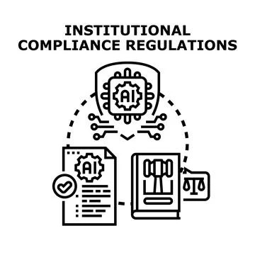 Artificial intelligence regulating institutional compliance and legal policy Illustrazione stock