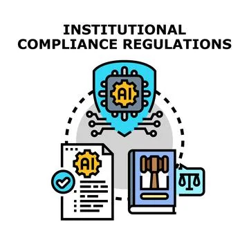Artificial intelligence regulating institutional compliance and legal policy Illustrazione stock