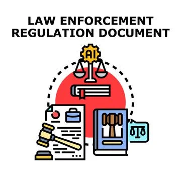 Artificial intelligence regulating law enforcement legal document concept Illustrazione stock