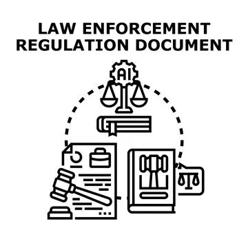 Artificial intelligence regulating law enforcement legal document concept 스톡 일러스트