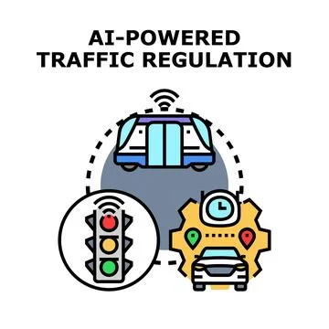 Artificial intelligence regulating urban transport system concept Stock Illustration