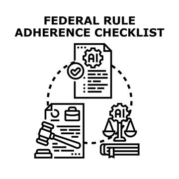Artificial intelligence regulation adherence and legal governance Stock Illustration