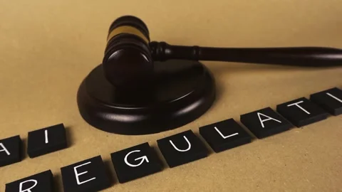 Artificial intelligence regulation concept with judge gavel Stock Footage 343933661