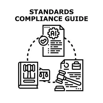 Artificial intelligence regulation standards compliance guide concept 스톡 일러스트