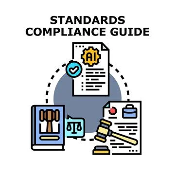 Artificial intelligence regulation standards compliance guide concept Ilustración de archivo