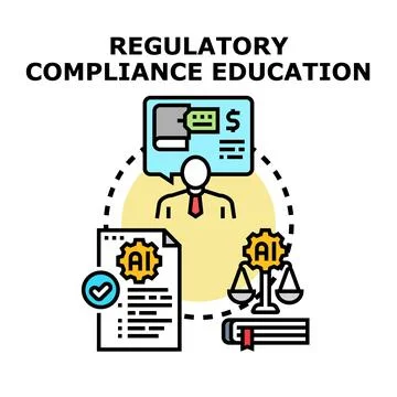 Artificial intelligence regulatory compliance education and legal framework Stock Illustration