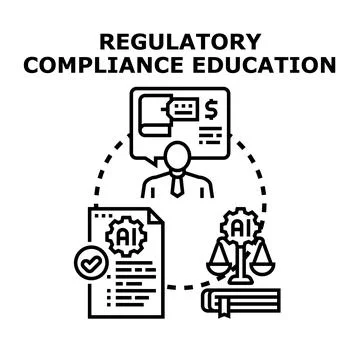 Artificial intelligence regulatory compliance education and legal framework Stock Illustration