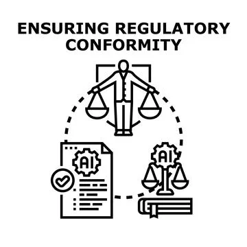 Artificial intelligence regulatory compliance ensuring ethical standards Stockillustratie