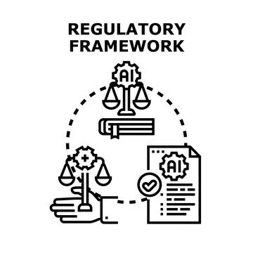Artificial intelligence regulatory framework establishing rules and ethics Stockillustratie