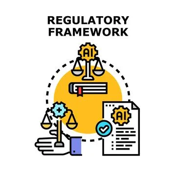 Artificial intelligence regulatory framework establishing rules and ethics Stock Illustration