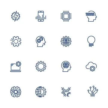Artificial Intelligence Related Vector Icons Illustrazione stock