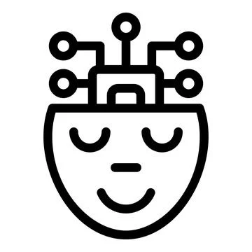 Artificial intelligence relaxing with eyes closed enjoying digital peace Illustrazione stock