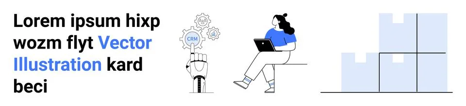 Artificial intelligence, remote work, logistics, automation processes, produc Illustrazione stock